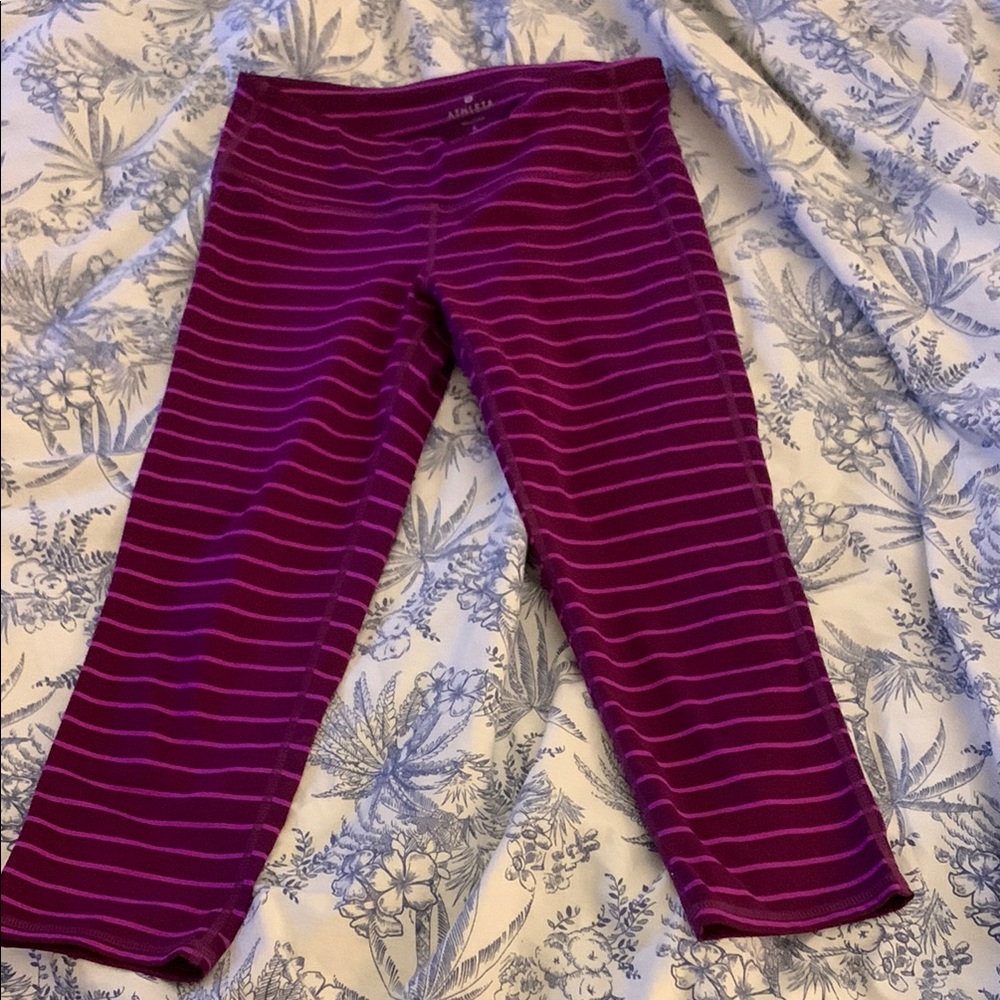 Athleta Purple Striped Leggings